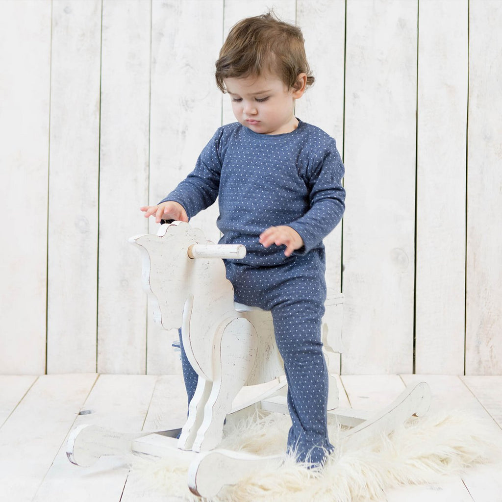Pyjama Une-Pièce en Coton Bio – Indigo Mélange