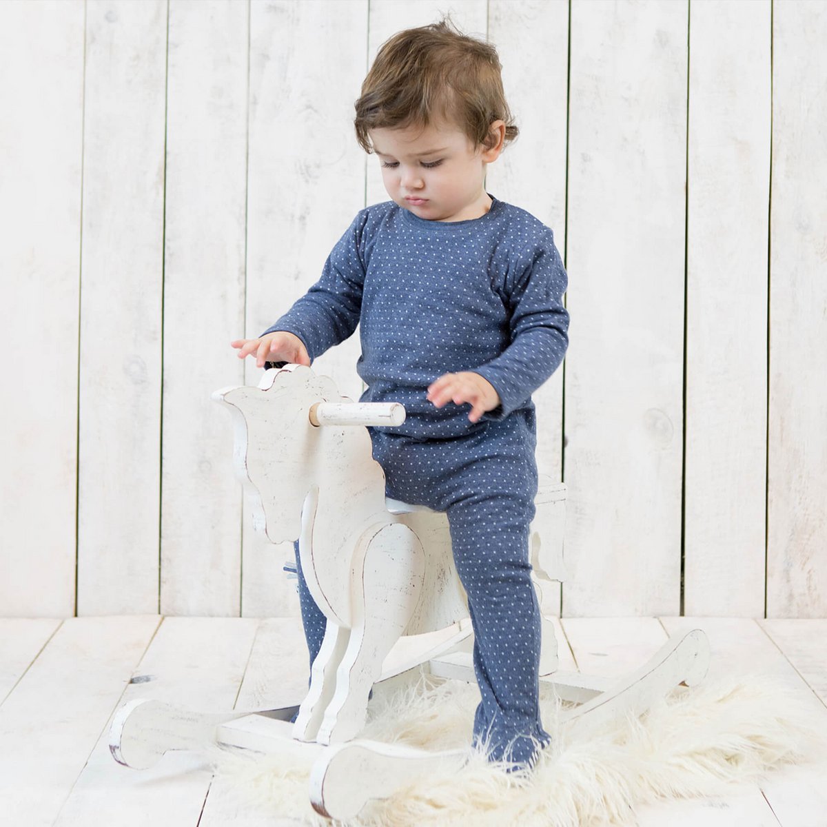 Pyjama Une-Pièce en Coton Bio – Indigo Mélange