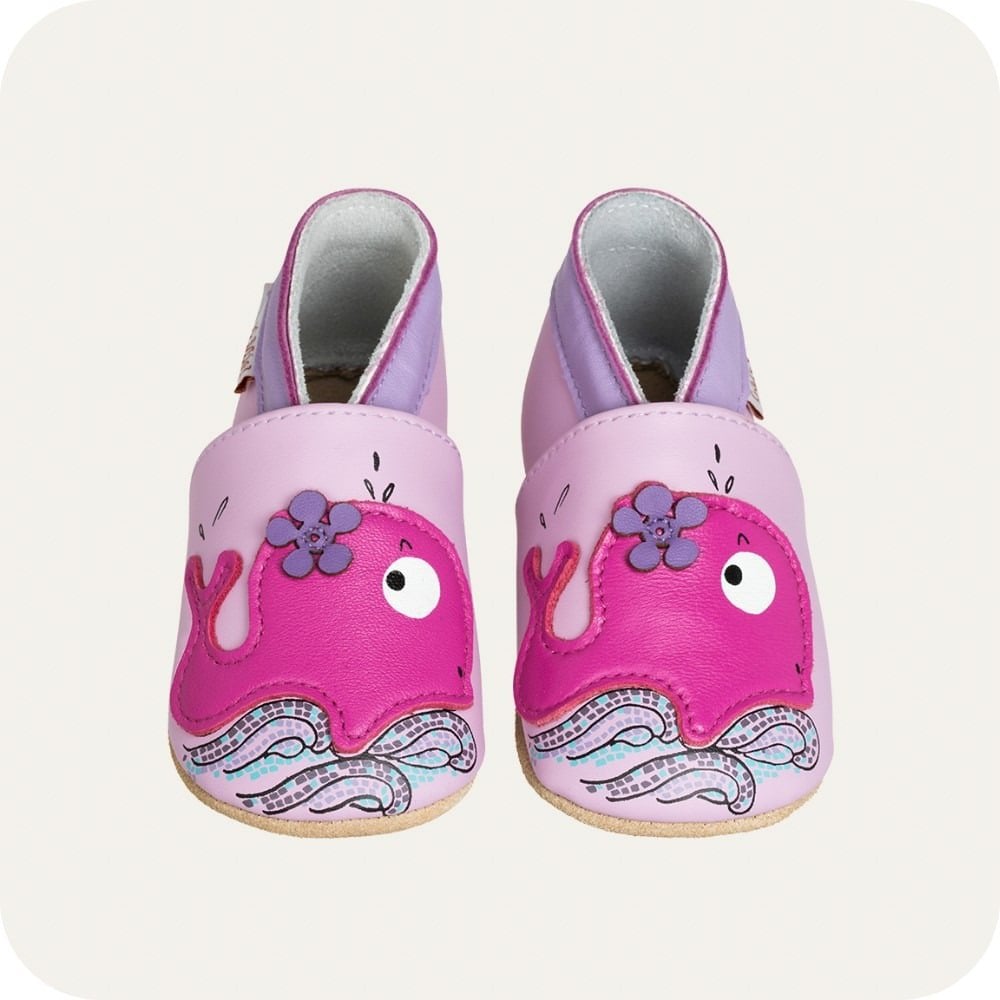 Chaussons bébé en cuir souple – Baleine sportive
