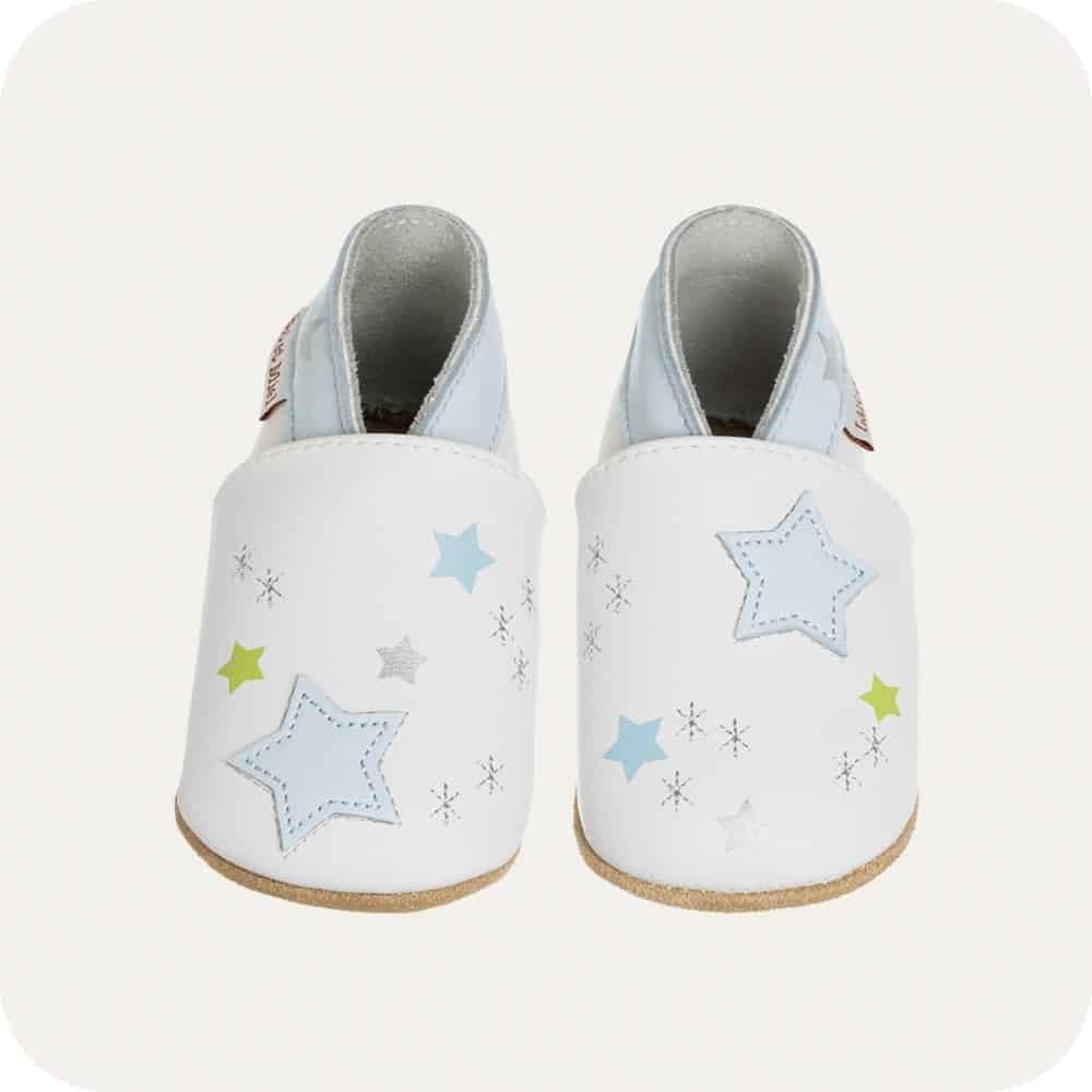 Chaussons bébé cuir souple Ciel polaire