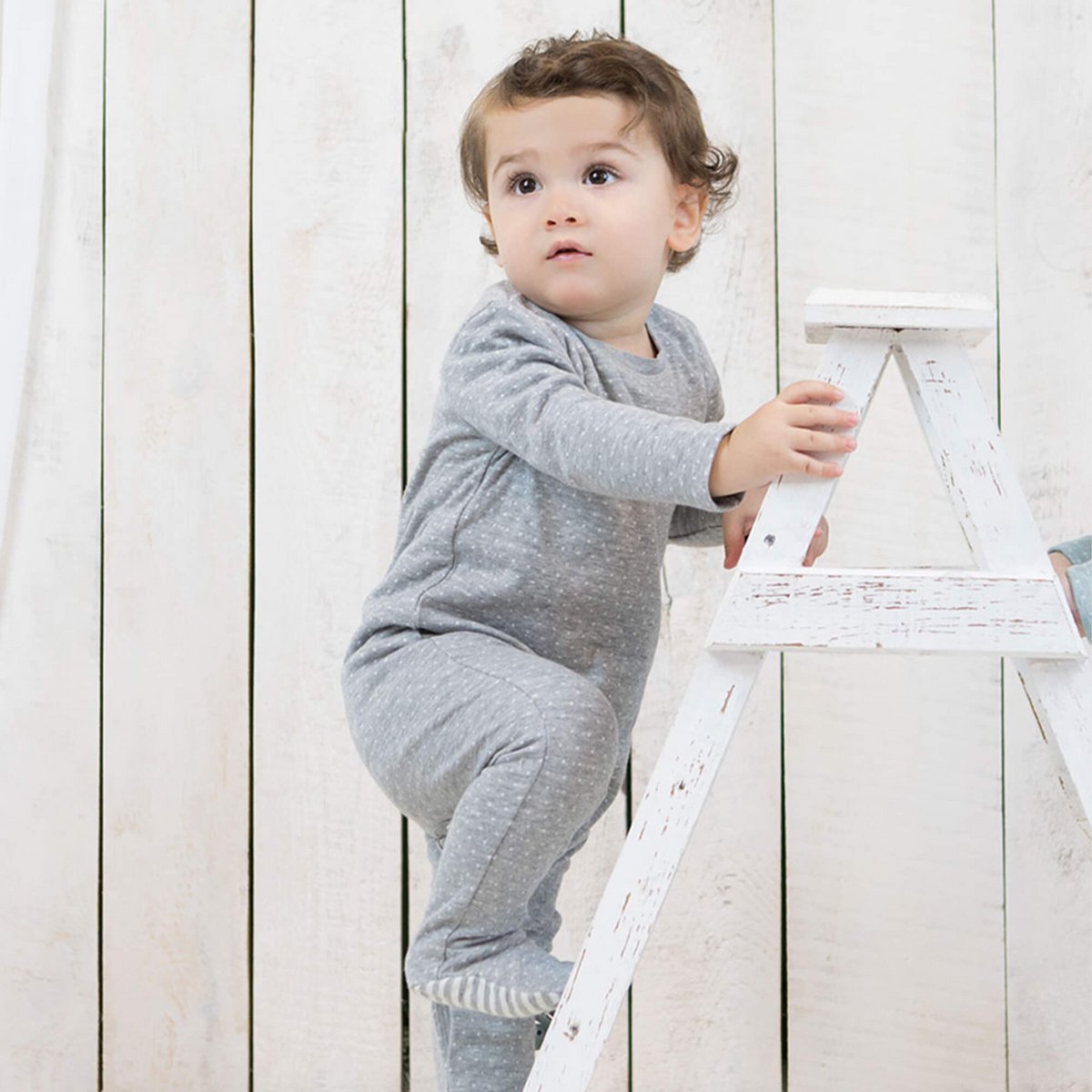 Pyjama Une-Pièce en Coton Bio - Gris mélangé