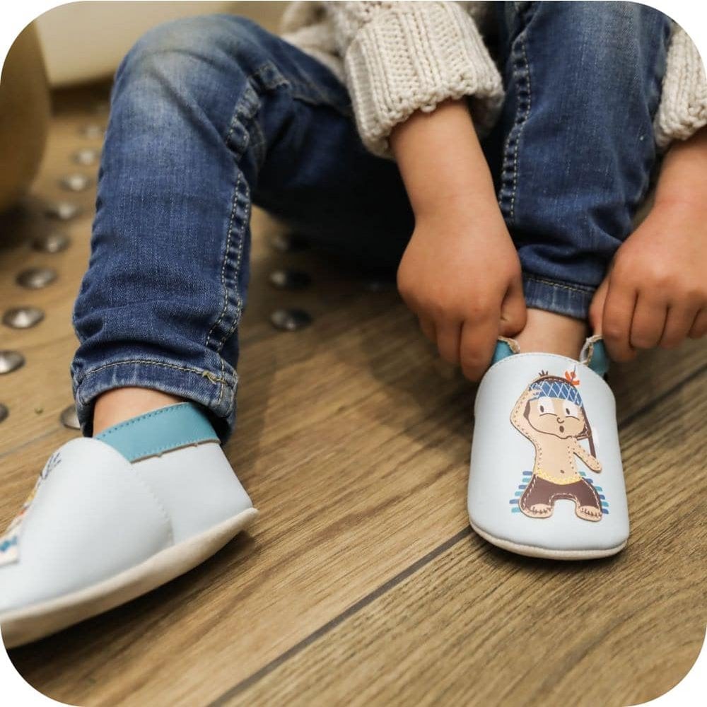 Chaussons bébé en cuir souple – Indien & Tipi