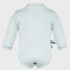 Body Bébé Bio à Manches Longues – Rayé turquoise