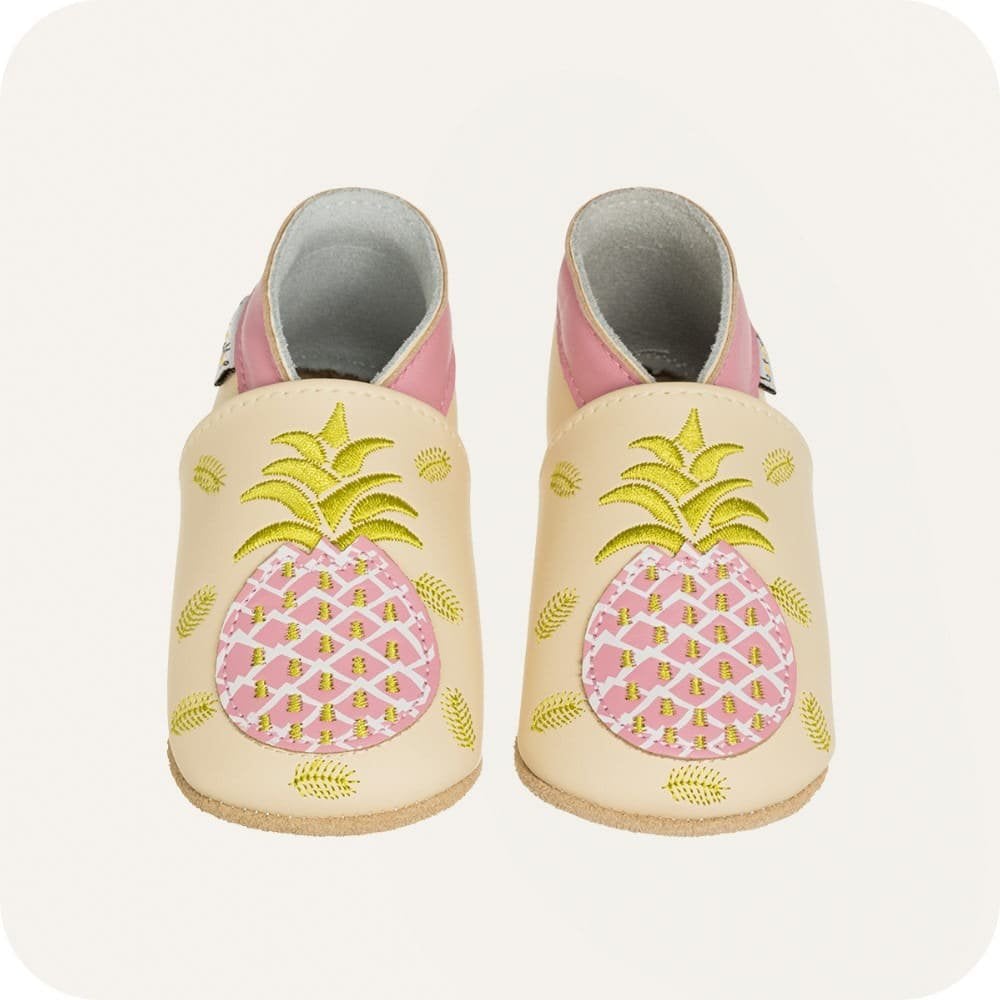Chaussons bébé en cuir souple – Ananas