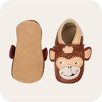 Chaussons bébé en cuir souple – Singe