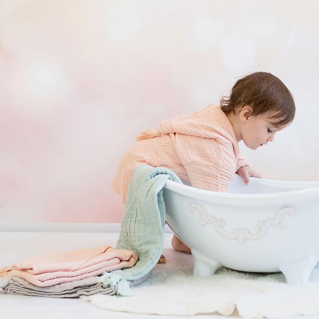 Peignoir en mousseline bio - Saumon