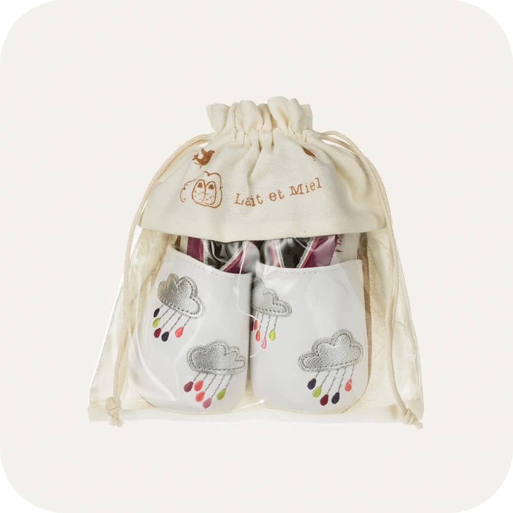 Chaussons bébé en cuir souple – Pluie de couleurs