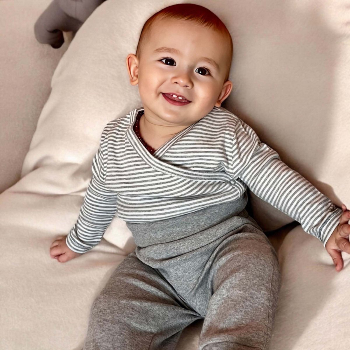 Pantalon Bébé en Coton Bio –Gris Mélangé