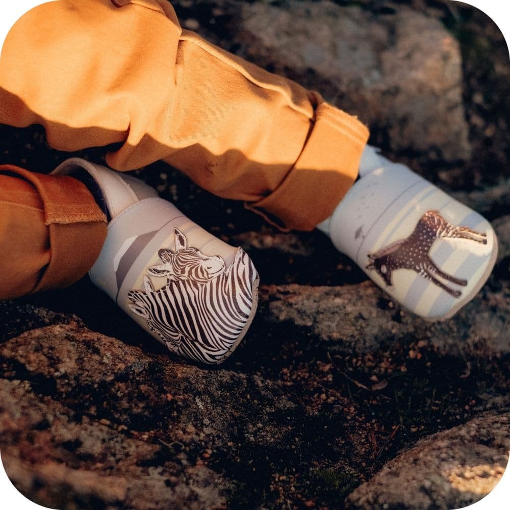 Chaussons bébé en cuir souple – Zèbres