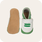 Chaussons bébé en cuir souple – Baskets blanches & vertes