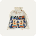 Chaussons bébé en cuir souple – Chien à la mer