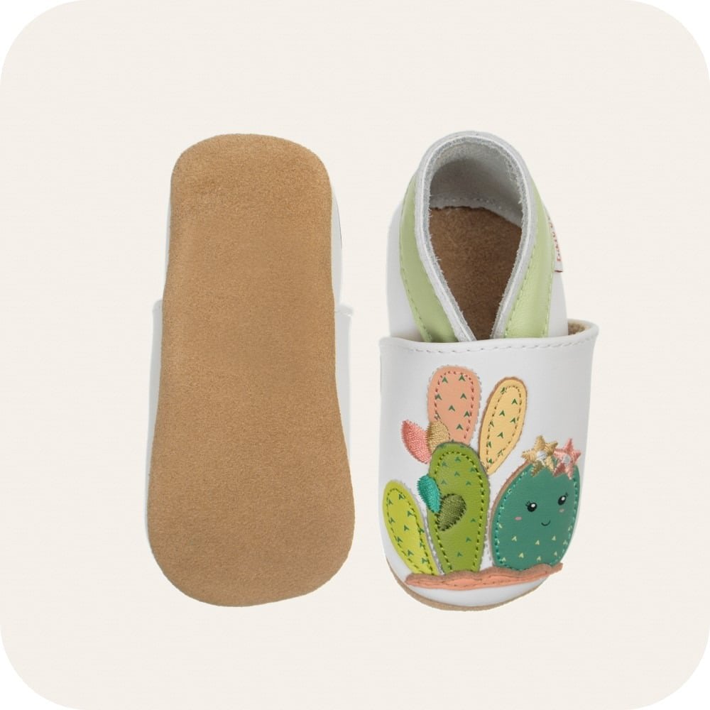 Chaussons bébé en cuir souple – Cactus
