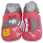 Chaussons bébé en cuir souple – Souris