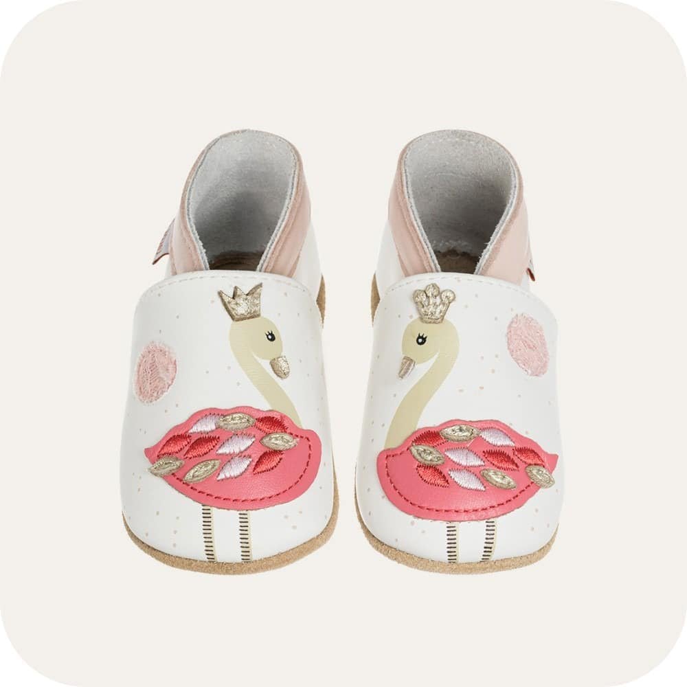 Chaussons bébé en cuir souple – Flamants Roses