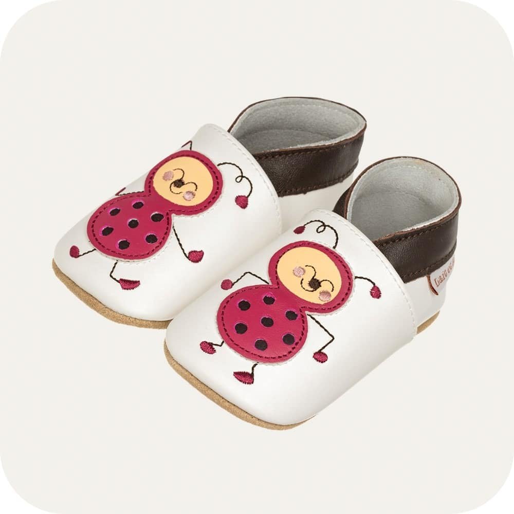 Chaussons bébé en cuir souple – Mademoiselle Coccinelle