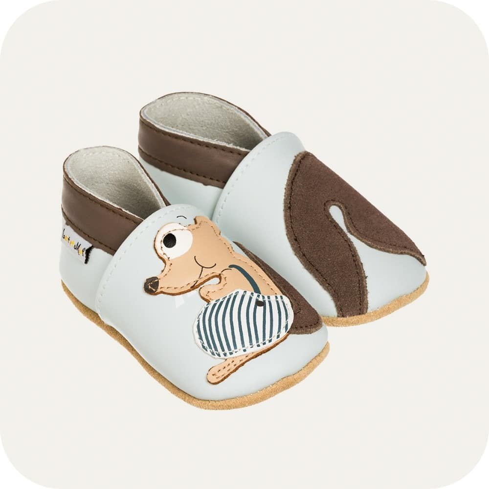 Chaussons bébé en cuir souple – Écureuil