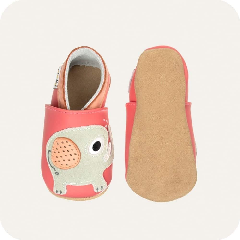 Chaussons bébé en cuir souple – Bisou d’Éléphants