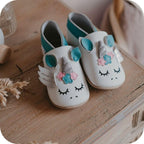 Chaussons bébé en cuir souple – Licorne