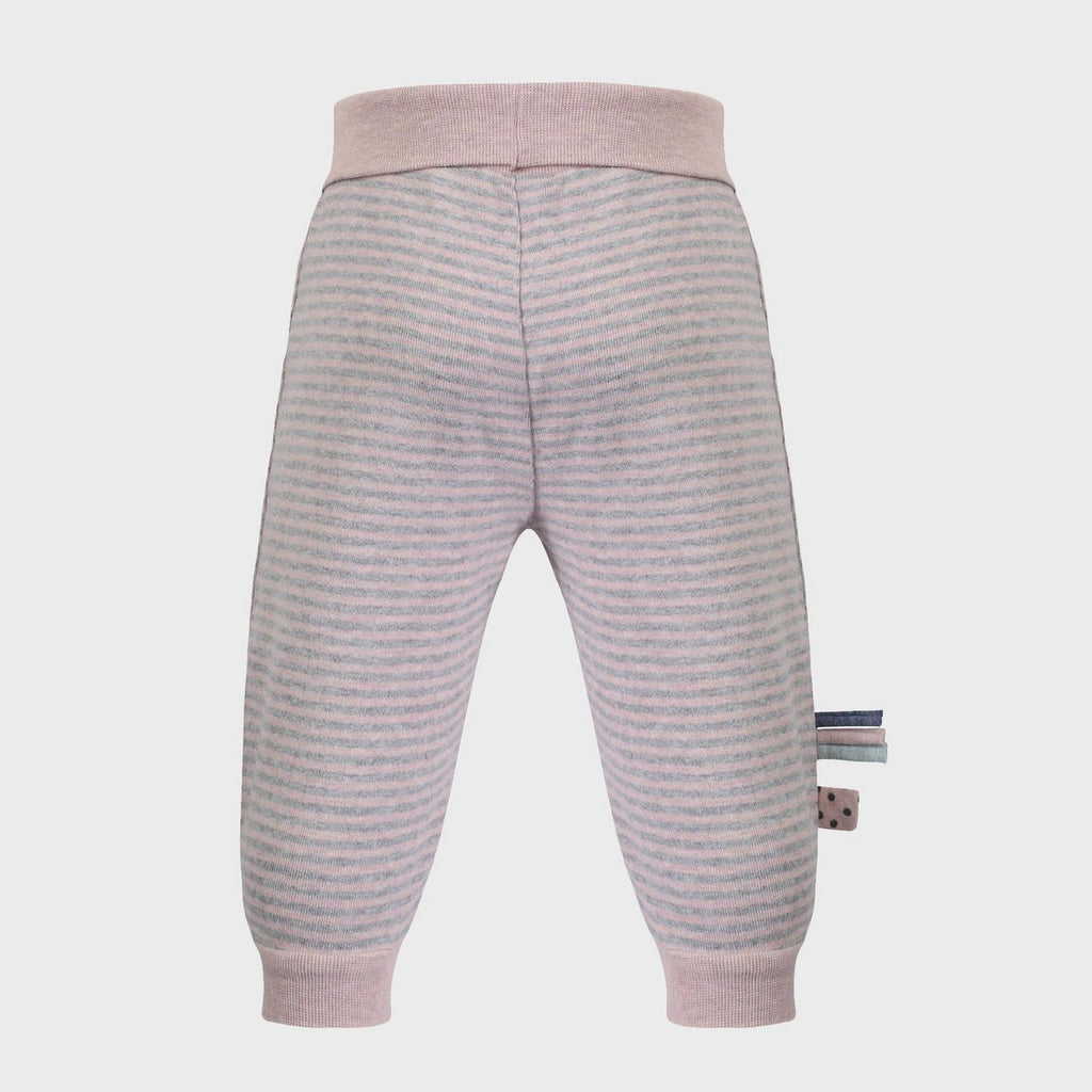 Pantalon Bébé en Coton Bio – Rayures Rose Doux