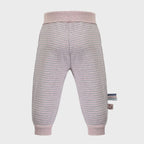 Pantalon Bébé en Coton Bio – Rayures Rose Doux