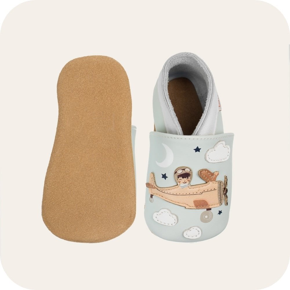 Chaussons bébé en cuir souple – Aviateur