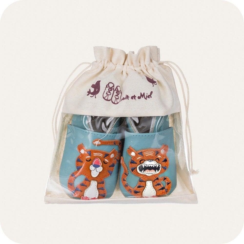 Chaussons bébé en cuir souple – Tigreau