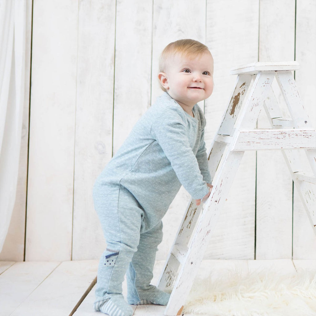 Pyjama Une-Pièce en Coton Bio – Aqua mélangé