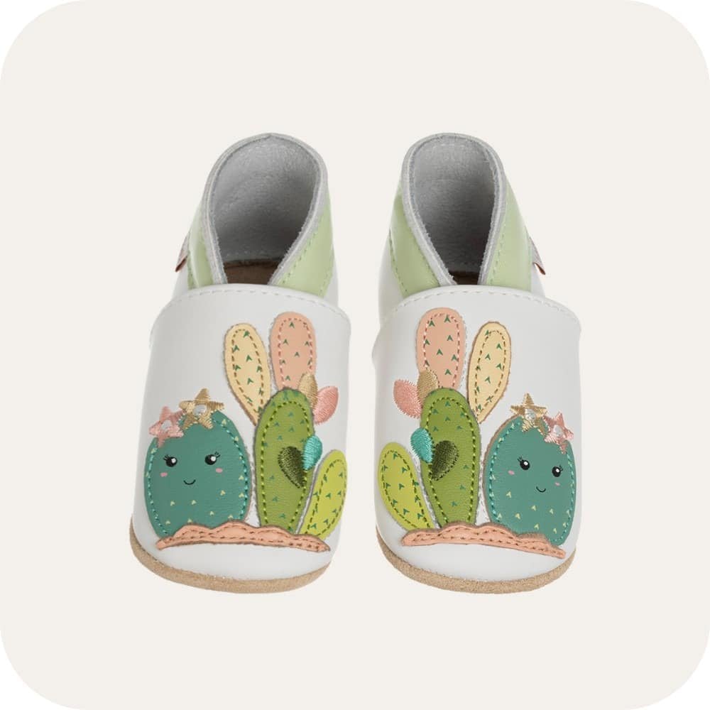 Chaussons bébé en cuir souple – Cactus