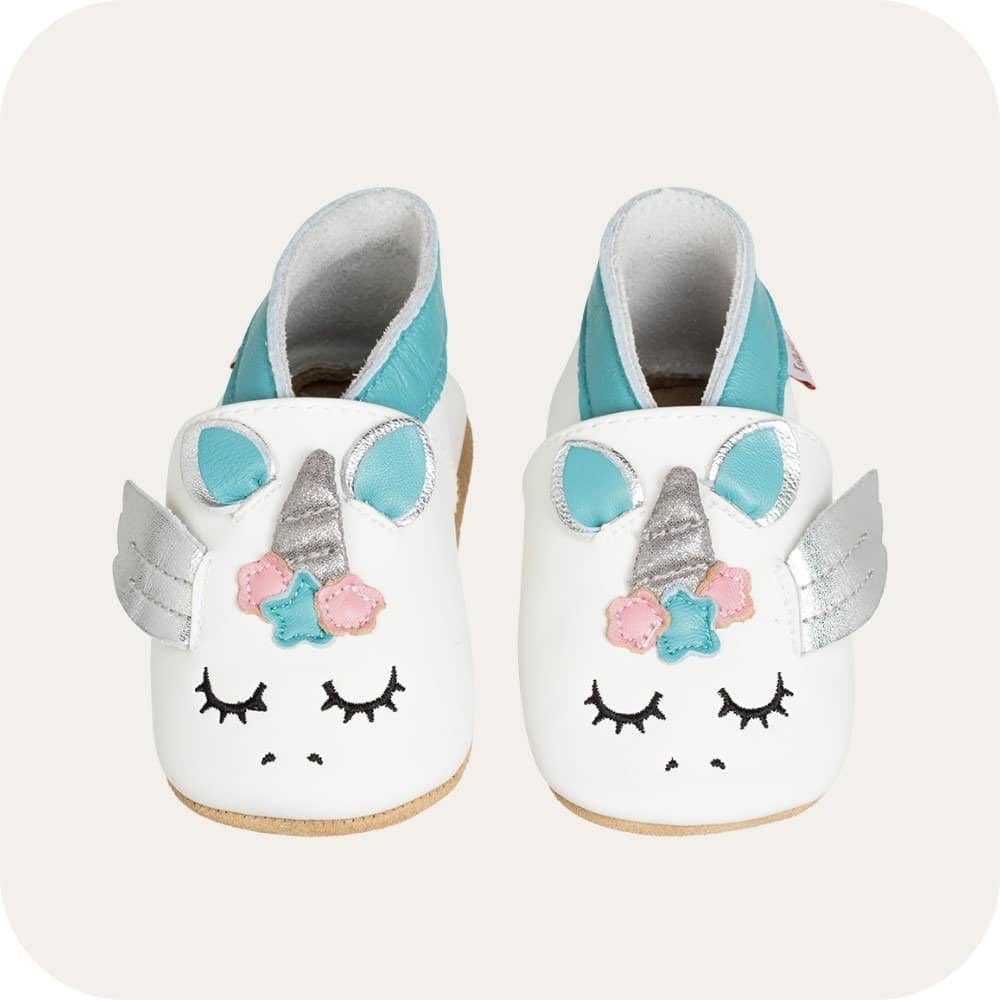 Chaussons bébé en cuir souple – Licorne
