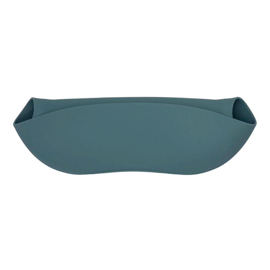 Bavoir en silicone & couverts en bambou – Pétrole