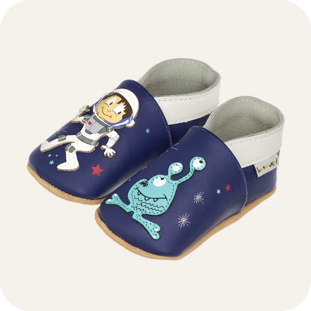 Chaussons bébé en cuir souple – Spationaute
