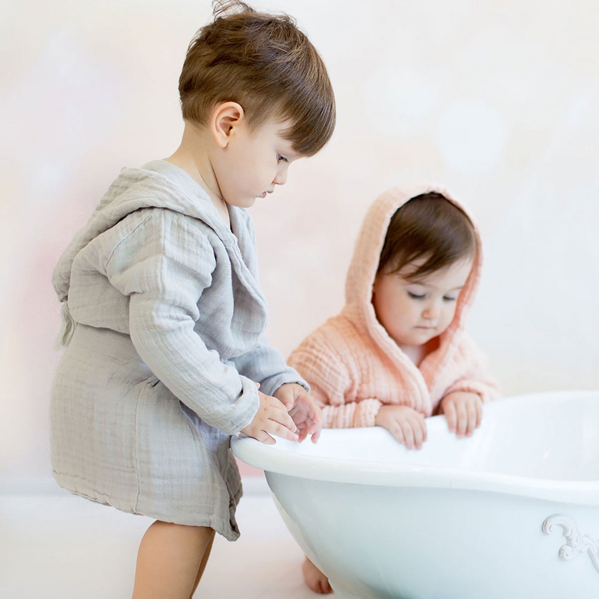 OrganicEra Peignoir bébé en mousseline bio - Gris