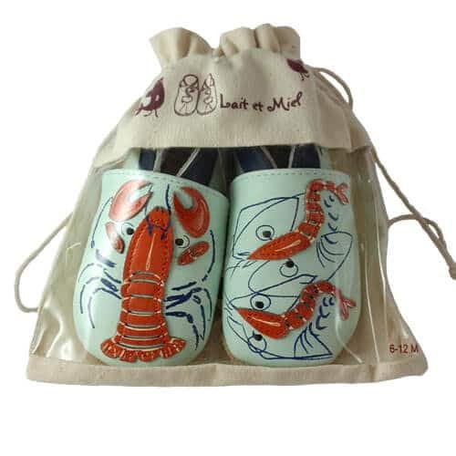 Chaussons bébé en cuir souple – Homard & Crevettes