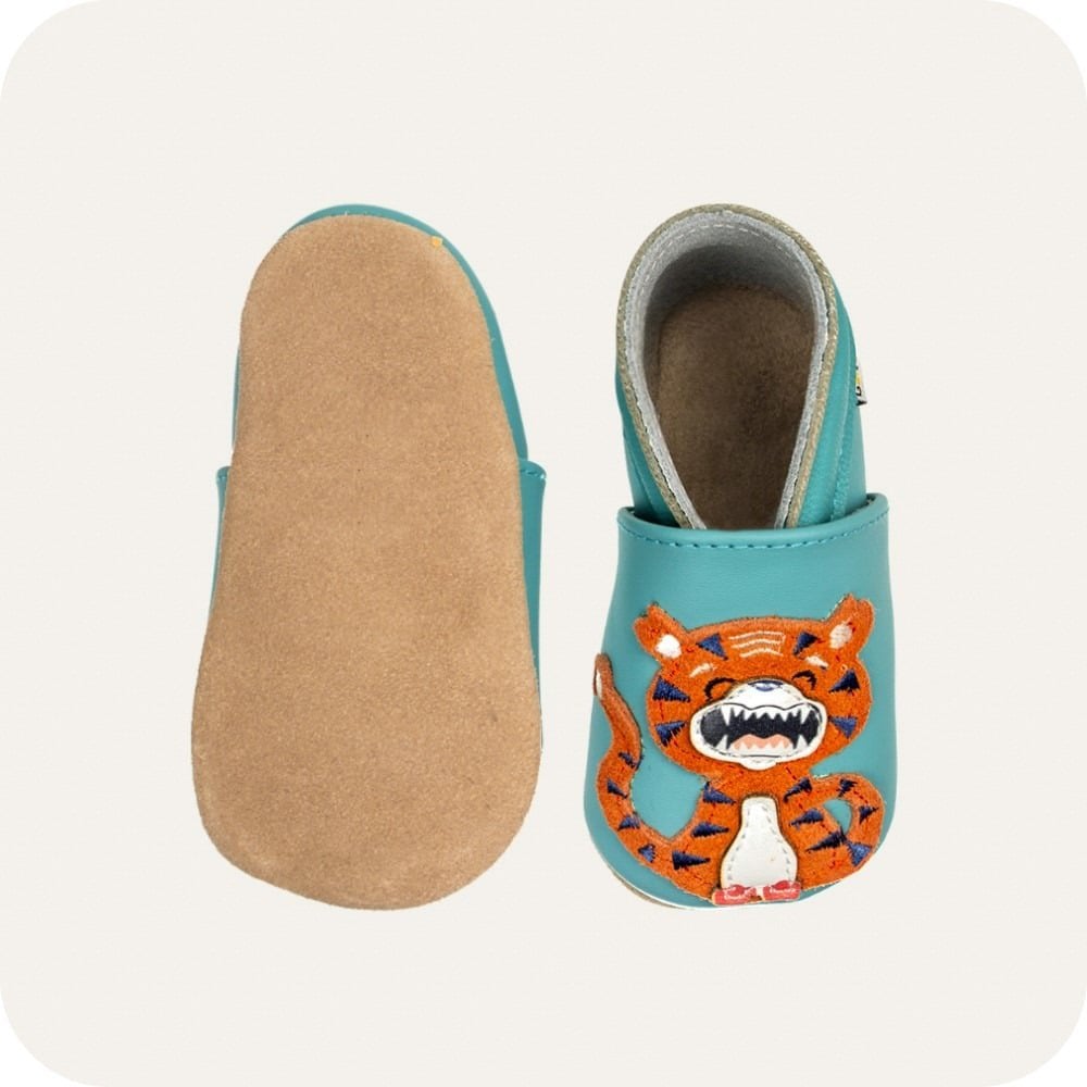 Chaussons bébé en cuir souple – Tigreau