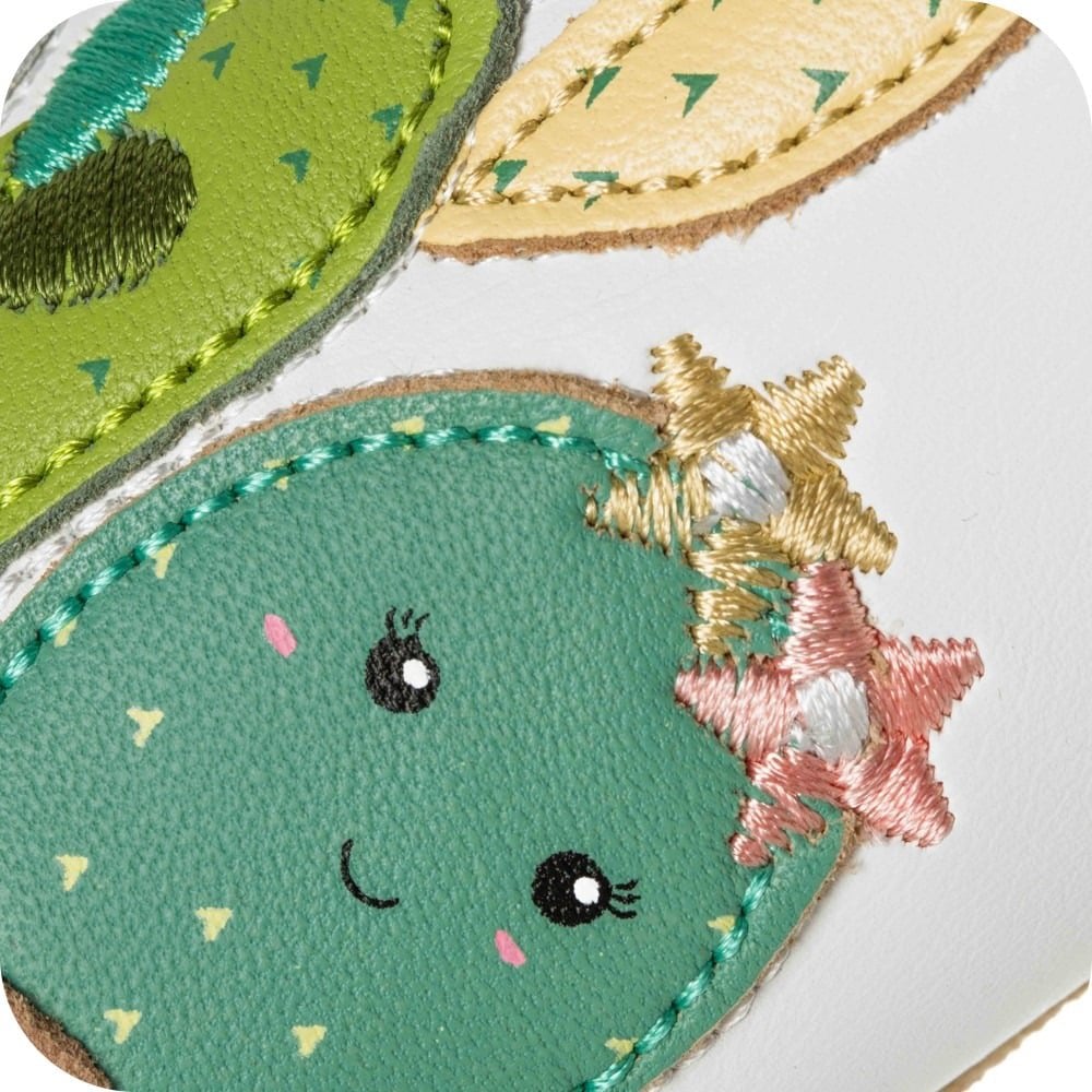 Chaussons bébé en cuir souple – Cactus