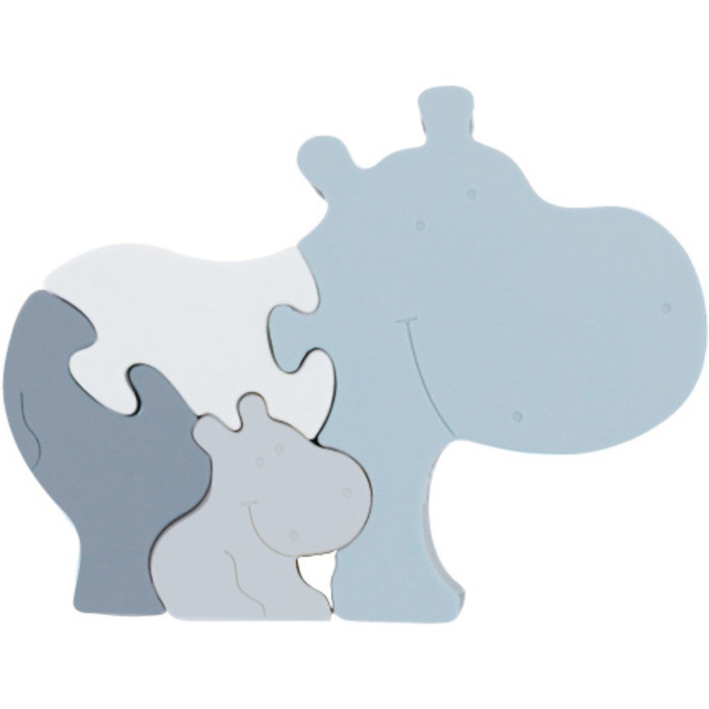 Puzzle en Silicone Alfie – Hippopotame Bleu