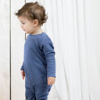 Pyjama Une-Pièce en Coton Bio – Indigo Mélange