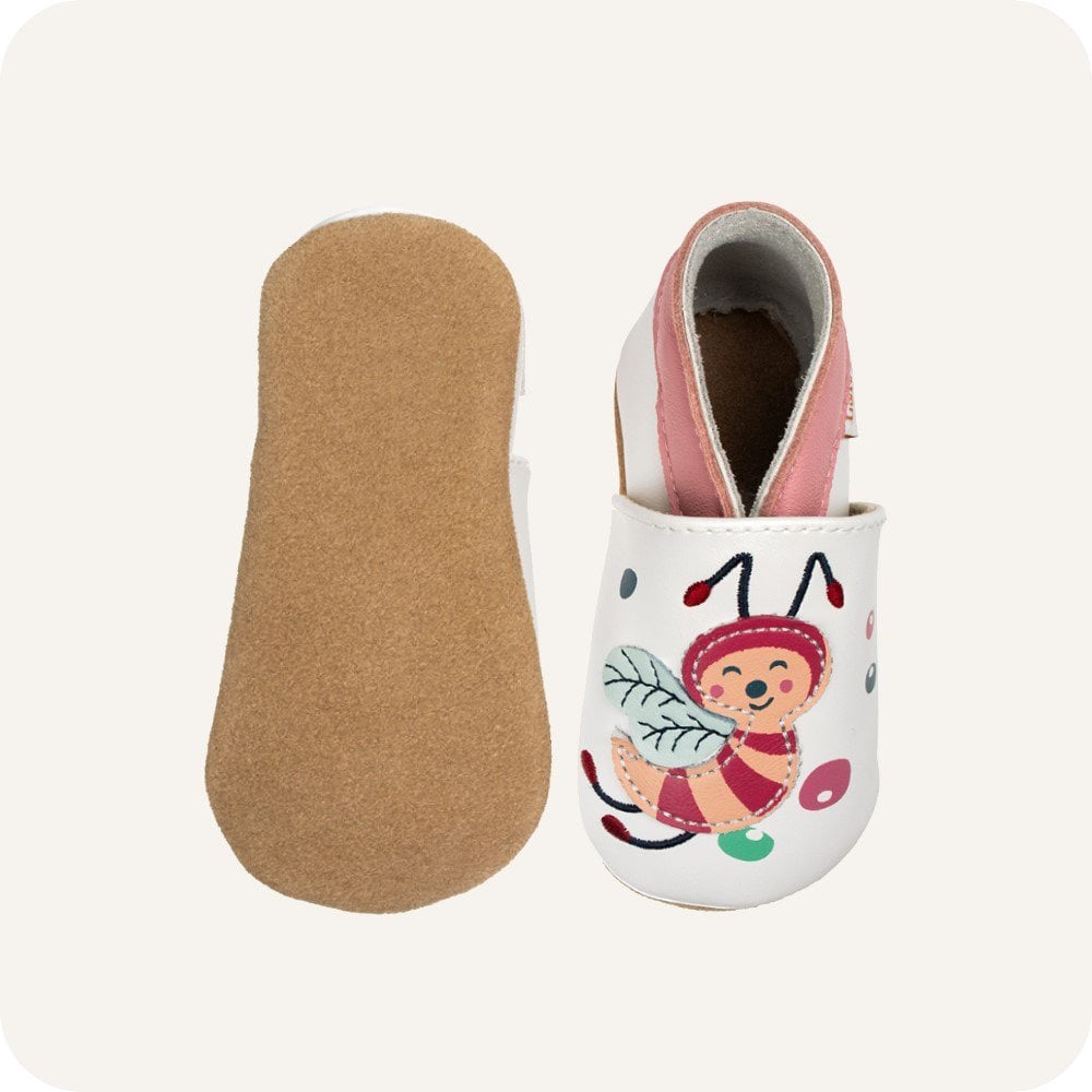 Chaussons bébé en cuir souple – Abeilles