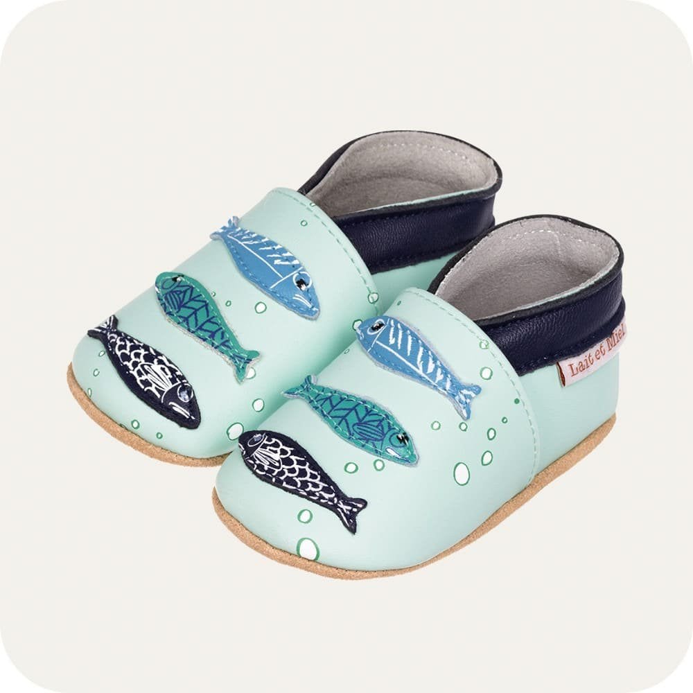 Chaussons bébé en cuir souple – Sardines
