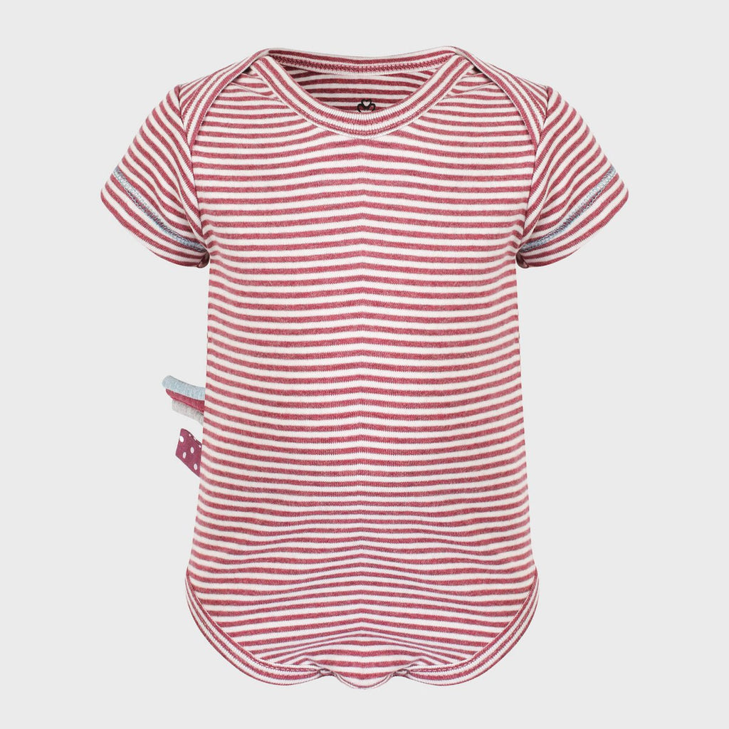 Body Bébé Bio à Manches Courtes – Bordeaux Rayé