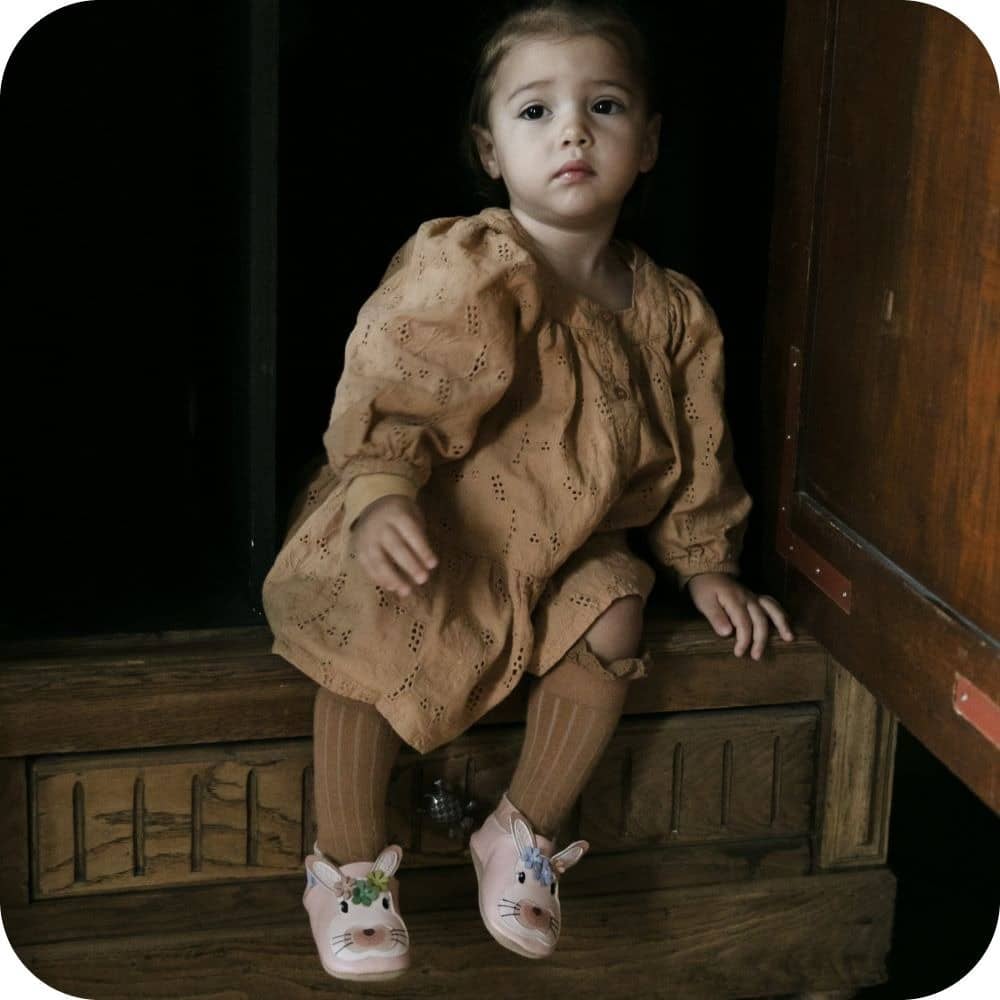 Chaussons bébé en cuir extra souple – Lapine