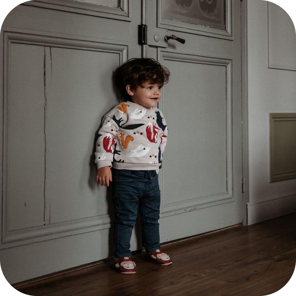 Chaussons bébé en cuir souple – Singe