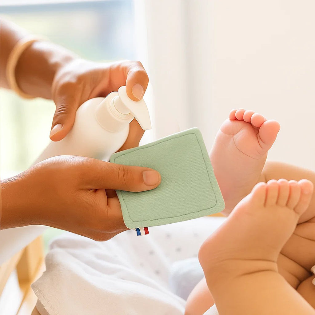 Lingettes lavables en Coton Bio Blanc et Vert