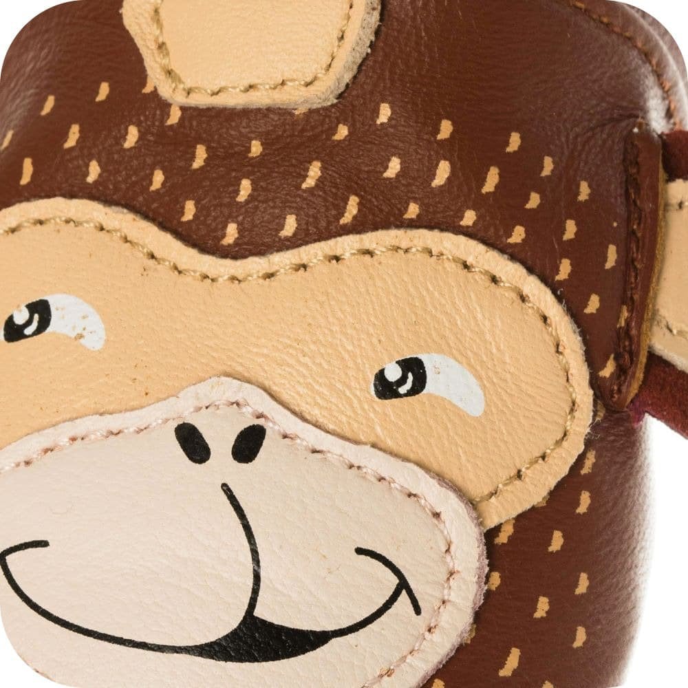 Chaussons bébé en cuir souple – Singe