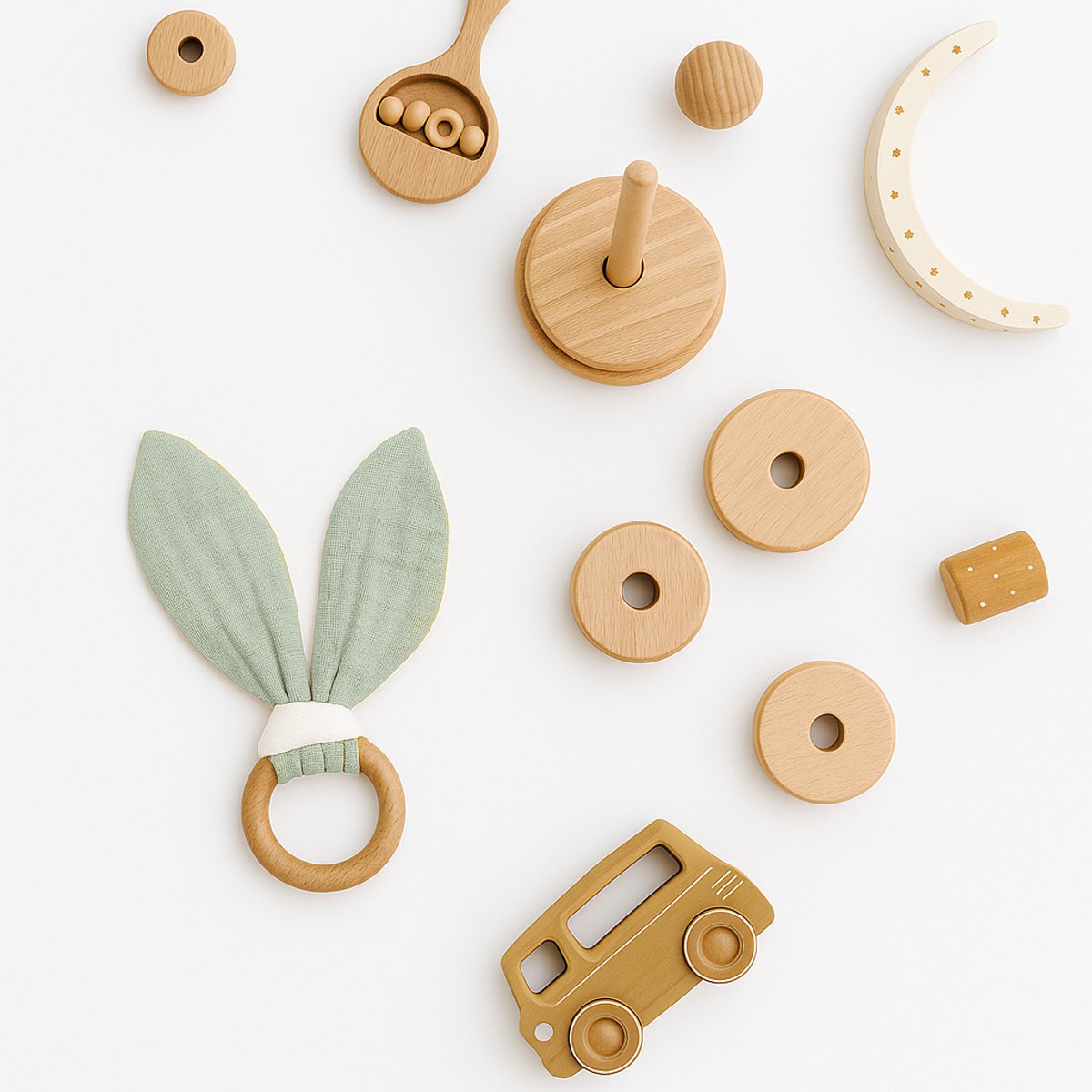 Anneau de Dentition en Coton Bio Vert