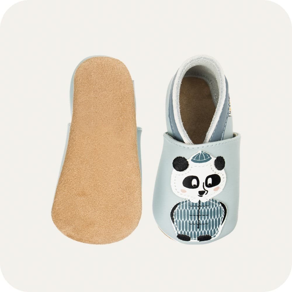 Chaussons bébé en cuir souple – Panda