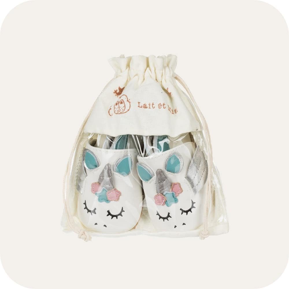 Chaussons bébé en cuir souple – Licorne