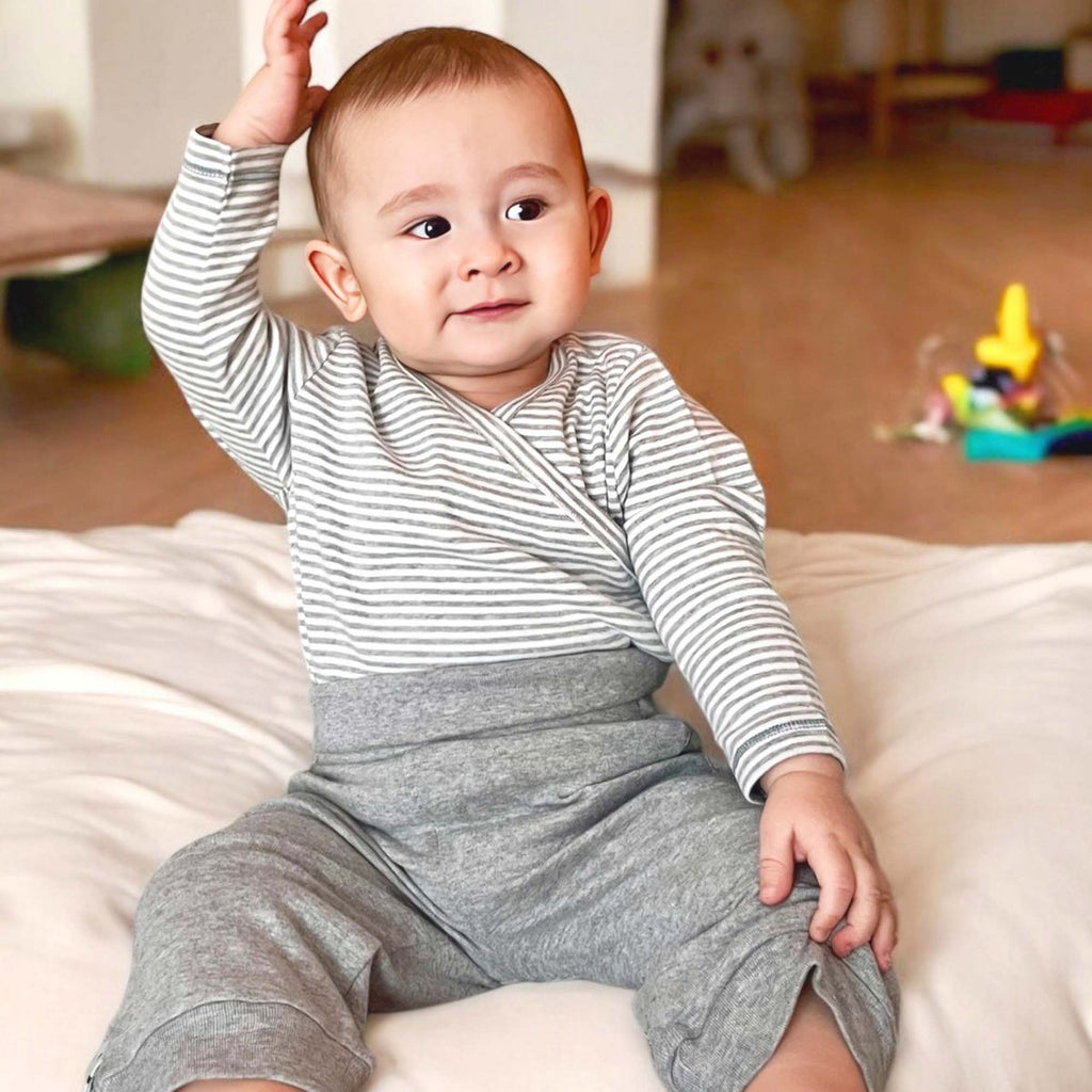Pantalon Bébé en Coton Bio –Gris Mélangé