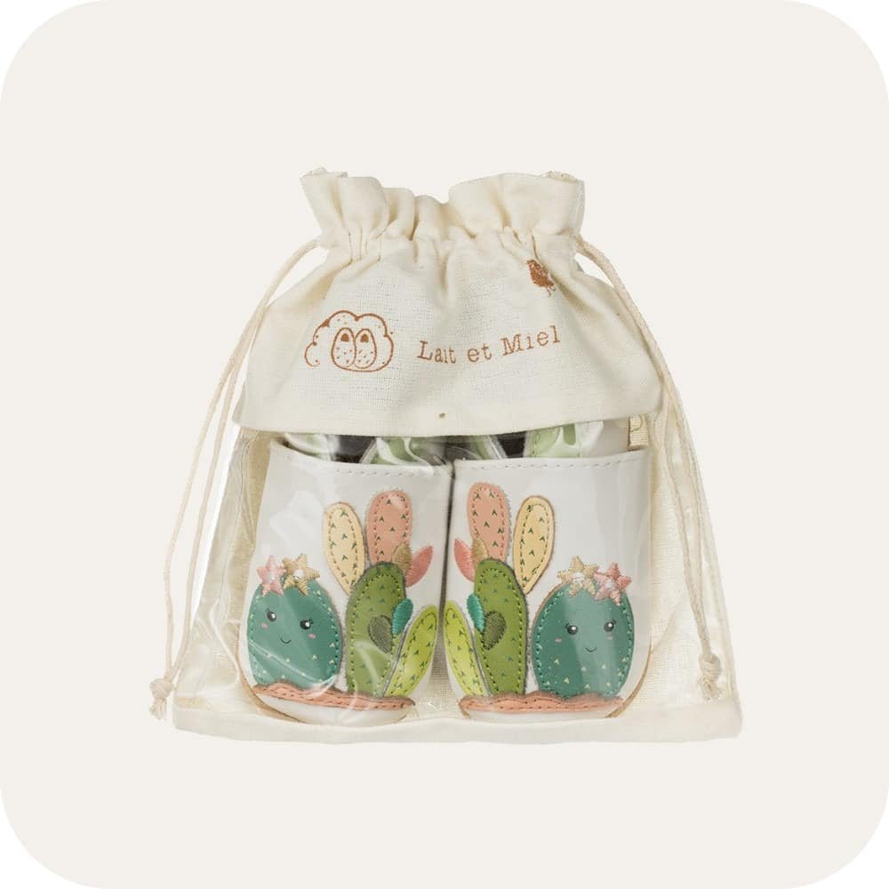 Chaussons bébé en cuir souple – Cactus