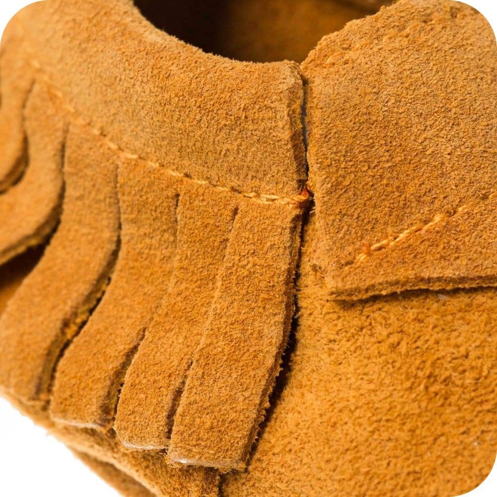 Chaussons mocassins bébé en suède – Camel